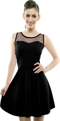 Miss Chase Women A-line Black Dress