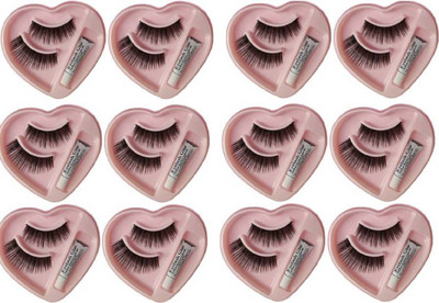 ShopiMoz False-Fake Eyelashes With Glue Set(Pack of 12)
