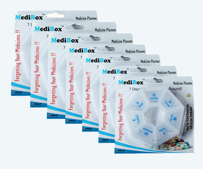 

MediBox Round 7 Case Pill Box with Snap Lids, To avoid Forgetting of Taking Medicine on time (Pack of 7)_ Medicine Dispenser