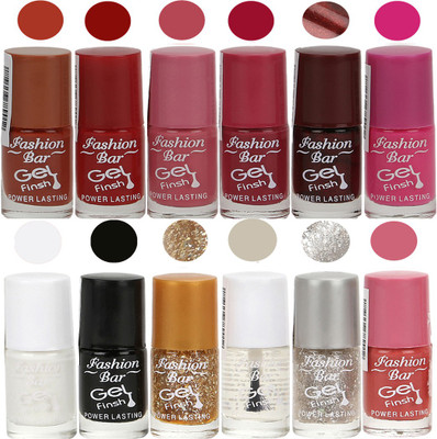 

Fashion Bar Brown,Red,Pink,Deep Pink,Dark Brown,Rani Pink,White,black,Glitter Golden,Transperent,Glitter Silver,Pink Nail polish Brown,Red,Pink,Deep Pink,Dark Brown,Rani Pink,White,black,Glitter Golden,Transperent,Glitter Silver,Pink(Pack of 12)
