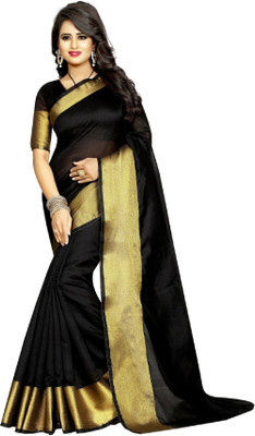 SareeOpera Woven Fashion Polycotton Saree(Black)