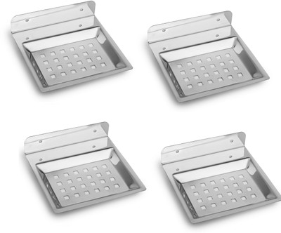 

Prestige Square Stainless Steel Soap Dish Holder (Pack of 4)(Silver)