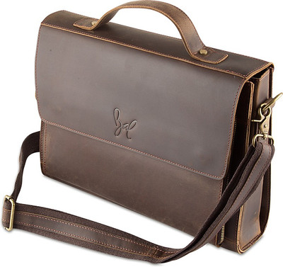 

ROHIT BAL Antique Finish Leather Bag for Men Multipurpose Bag(Brown, 12 L)