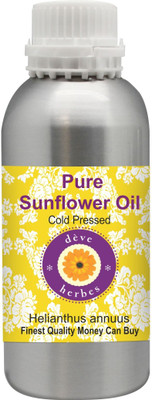

Deve Herbes Pure Sunflower Oil (HelianthusÂ annuus) 100% Natural Therapeutic Grade Cold Pressed(1250 ml)