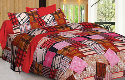 SPANGLE 144 TC Microfiber Double Printed Flat Bedsheet(Pack of 1, Multicolor)