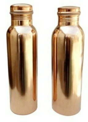 Rishank Plain Copper water bottle 1000 ml Bottle(Pack of 2, Copper, Copper)