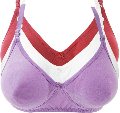 X-WELL Women T-Shirt Non Padded Bra(Purple, White, Maroon)