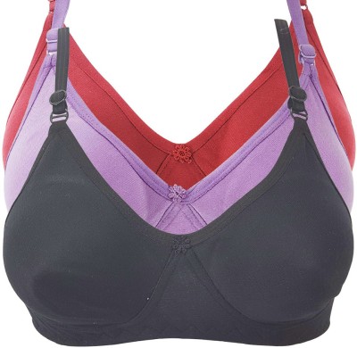 X-WELL Women T-Shirt Non Padded Bra(Purple, Maroon, Black)