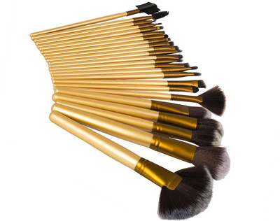 

Ladista Cosmetic Brush Set With Golden Leather Pouch For Eye Shadow Blush Concealer(Cream-Coloured)(Pack of 24)