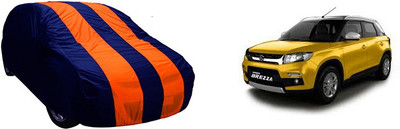 QualityBeast Car Cover For Maruti Suzuki Vitara Brezza (Without Mirror Pockets)(Orange, Blue)
