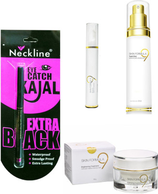 

Skin Formula 9 youth elixir , blemish gel and brighting treatment with nackline kajal(Set of 4)