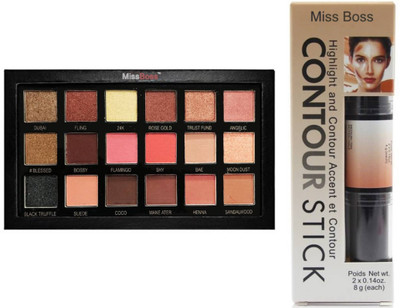 

Miss Boss hb Golden Sand 3D Highlighter Palette (multicolor) ,kb contour stick 2in1 Concealer combo , pack of 2(Set of 2)