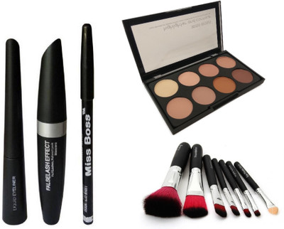 

Miss Boss 3 in One Eyeliner & eyebrow Pencil & Mascara, kb concealer 25gm, hk black brush combo(Set of 5)