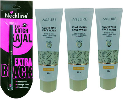 

Assure clarifying face wash pack of 3 with nackline kajal(Set of 4)