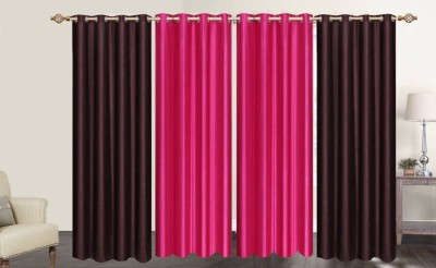 New panipat textile zone 213.36 cm (7 ft) Polyester Door Curtain (Pack Of 4)(Solid, Multicolor)