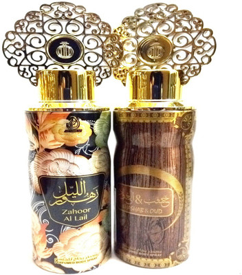 

ARABIYAT KHASHAB AND OUD AND ZAHOOR AL LAIL Perfume Body Spray - For Men & Women(400 ml, Pack of 2)