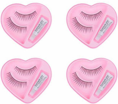 Shopfleet False-Fake Eyelashes With Glue Set(Pack of 4)