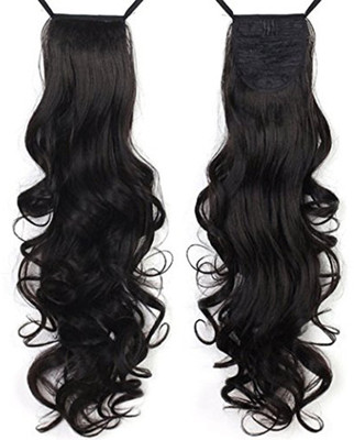 

MORGES Extension curly With ribbon For Girls And Women Party Wear Use, Dark Brown, Pack Of 1 Hair Extension