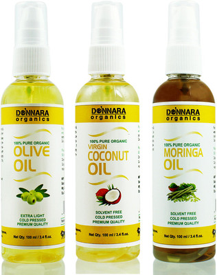 

Donnara Organics Premium Olive oil, Coconut oil & Moringa oil Combo pack of 3 bottles of 100ml(300 ml) Hair Oil(300 ml)