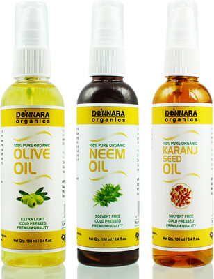 

Donnara Organics Premium Olive oil, Neem oil & Karanj oil Combo pack of 3 bottles of 100ml(300 ml) Hair Oil(300 ml)