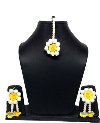 facet world Fabric Yellow, White Jewellery Set(Pack of 1)