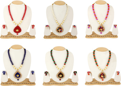 SHUBHAM JEWELLERS Crystal Multicolor Jewellery Set(Pack of 6)