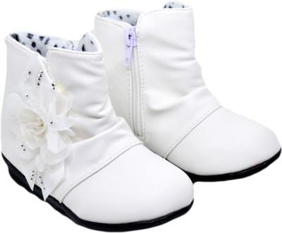 

Mishlee Girls Slip on Casual Boots(White, White-flower