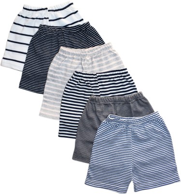 TINCHUK Short For Boys & Girls Casual Striped Cotton Blend(Multicolor, Pack of 6)
