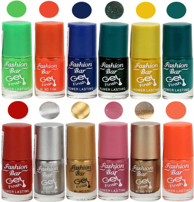 

Fashion Bar Light Green,Neon Orange,Blue,Glitter Green,Yellow,Green,Neon Red,Silver,Golden,Shimmer Pink,Copper,Neon Orange Nail polish Light Green,Neon Orange,Blue,Glitter Green,Yellow,Green,Neon Red,Silver,Golden,Shimmer Pink,Copper,Neon Orange(Pack of 1