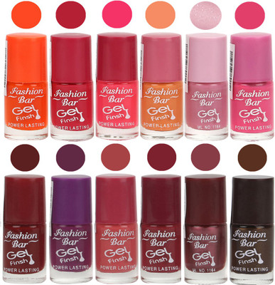 

Fashion Bar Orange,Deep Pink,Neon Pink,Light Purple,Light Pink,Dark Red,Purple,Pink,Mauve,Shimmer Light Purple,Deep Brown Nail polish Orange,Deep Pink,Neon Pink,Light Purple,Light Pink,Dark Red,Purple,Pink,Mauve,Shimmer Light Purple,Deep Brown(Pack of 12)