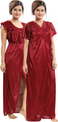 Be You Women Nighty with Robe(Maroon)