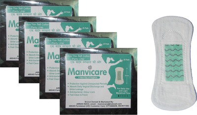 

Manvicare Antibacterial Ultra Soft Cotton Anion Pantyliner - 4 Packs(155mm) - Total 80 pantyliner Pantyliner(Pack of 4)