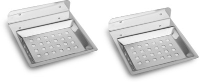 

Prestige Square Stainless Steel Soap Dish Holder (Pack of 2)(Silver)