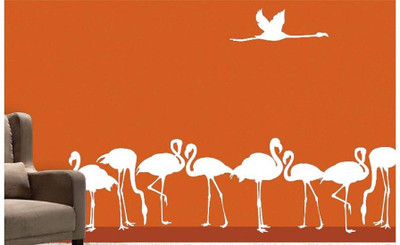 Asmi Collections 120 cm White Flamingo Swan Birds Removable Sticker(Pack of 1)