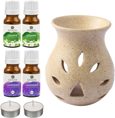 Aatiutik Lavender, Jasmine Diffuser Set AT-2TL_GRAINTDIF_2JAS_2LV(7 x 5.71 ml)