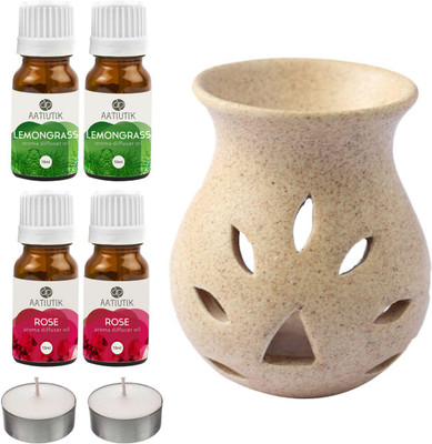 Aatiutik Rose, Lemongrass Diffuser Set AT-2TL_GRAINTDIF_2LG_2RS(7 x 5.71 ml)