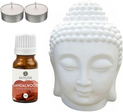 Aatiutik Tlight Buddha Head, Sandalwood Diffuser Set AT-2TL_TBUDDHA_SW(4 x 2.5 ml)