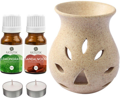 Aatiutik Lemongrass, Sandalwood Diffuser Set AT-2TL_GRAINTDIF__SW(5 x 4 ml)