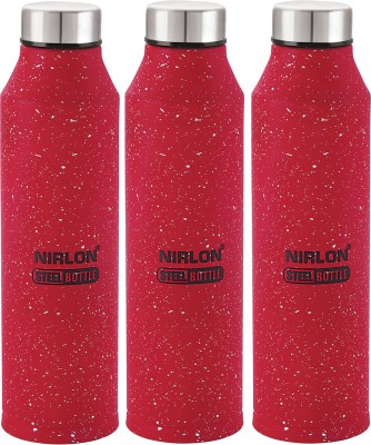 NIRLON Non-Toxic Stainless Steel Fridge Water Bottle Combo Set 1000 ml Bottle  (Pack of 3, Red, Steel)
