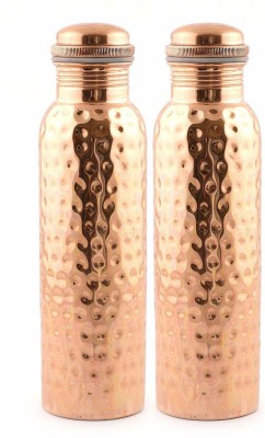 GESTIONE Copper Hammered Bottle - Set of 2 (Each Bottle Contains 900 ML) 900 ml Bottle(Pack of 2, Copper, Copper)