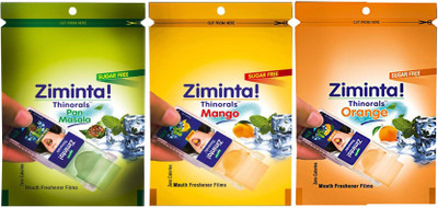 

Ziminta Pan Masala, Orange and Mango Flavoured Mouth Freshener Easily Soluble Digestive Dispensable Strip (Pack of 3) - Each Pack Contain 30 Strip(30 g)