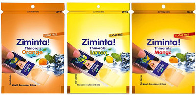 

Ziminta Orange, Lemon and Mango Flavoured Mouth Freshener Easily Soluble Digestive Dispensable Strip (Pack of 3) - Each Pack Contain 30 Strip(30 g)
