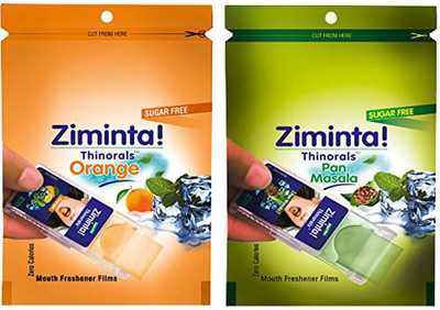 

Ziminta Pan Masala and Orange Flavoured Mouth Freshener Easily Soluble Digestive Dispensable Strip (Pack of 2) - Each Pack Contain 30 Strip(20 g)