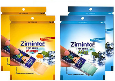 

Ziminta Mango and Mint Flavoured Mouth Freshener Easily Soluble Digestive Dispensable Strip (Pack of 4) - Each Pack contain 30 Strip(40 g)