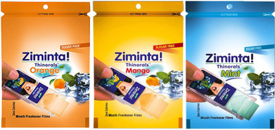 

Ziminta Orange, Mint and Mango Flavoured Mouth Freshener Easily Soluble Digestive Dispensable Strip (Pack of 3) - Each Pack Contain 30 Strip(30 g)