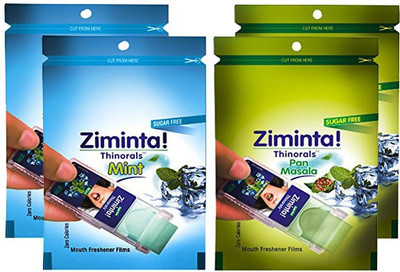 

Ziminta Pan Masala and Mint Flavoured Mouth Freshener Easily Soluble Digestive Dispensable Strip (Pack of 4) - Each Pack Contain 30 Strip(40 g)