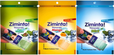 

Ziminta Pan Masala, Mango and Mint Flavoured Mouth Freshener Easily Soluble Digestive Dispensable Strip (Pack of 3) - Each Pack Contain 30 Strip(30 g)