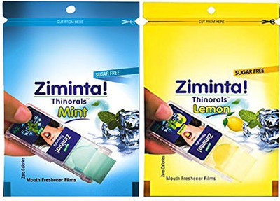 

Ziminta Lemon and Mint Flavoured Mouth Freshener Easily Soluble Digestive Dispensable Strip (Pack of 2) - Each Pack Contain 30 Strip(20 g)