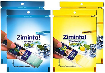 

Ziminta Lemon and Mint Flavoured Mouth Freshener Easily Soluble Digestive Dispensable Strip (Pack of 4) - Each Pack Contain 30 Strip(40 g)