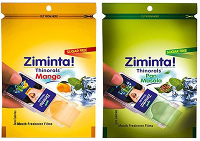 

Ziminta Pan Masala and Mango Flavoured Mouth Freshener Easily Soluble Digestive Dispensable Strip ( Pack of 2) -Each Pack Contains 30 Strip(20 g)